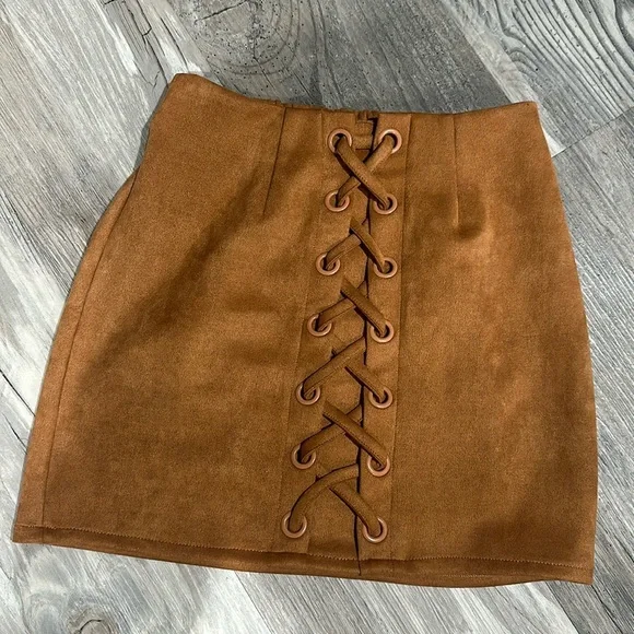 Shinestar Faux Suade Mini Skirt - Picture 1 of 7